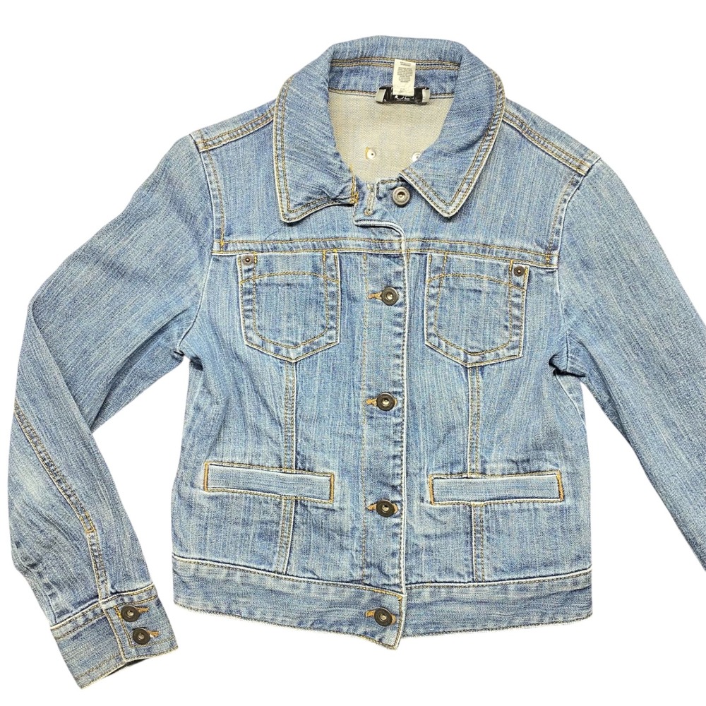 Ann Taylor LOFT Petites Denim Jacket Light Wash Button Front Pockets Womens 0P‎